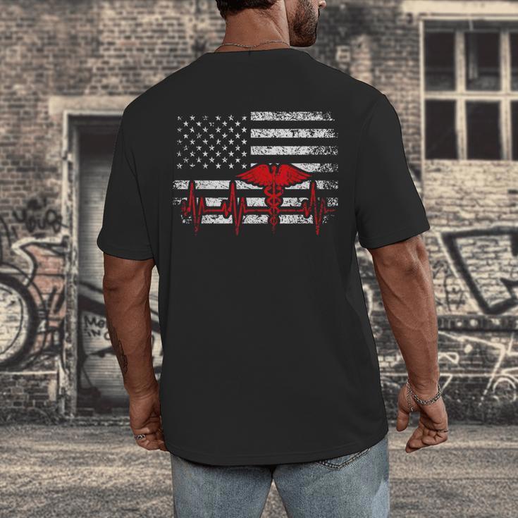 Nurse 2018 American Flag Tee Nursing School Graduation Men's Back Print T-Shirt