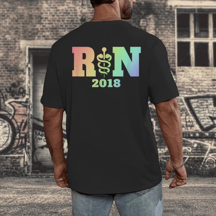 Nurse Graduation Shirt RN Est 2018 Rainbow Tshirt Men's Back Print T-Shirt