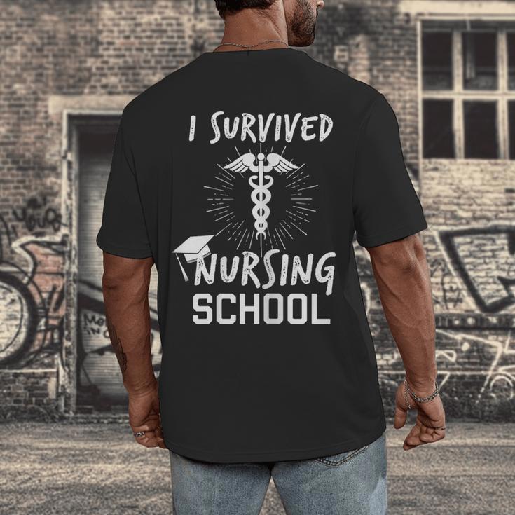 Nursing School Graduation Shirt I Survived RN Gift Men's Back Print T-Shirt