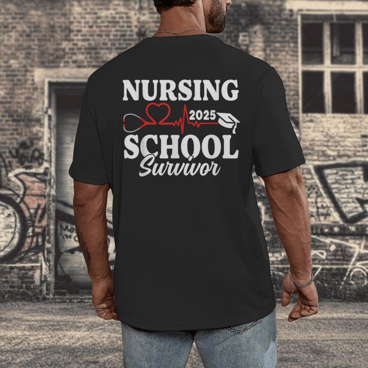 Nursing School Survivor 2025 RN ER Graduation Nurse Grad Men's Back Print T-Shirt