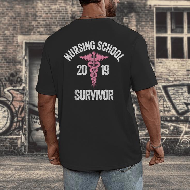 Nursing School Survivor Apparel Graduation Party Nurse RN Men's Back Print T-Shirt