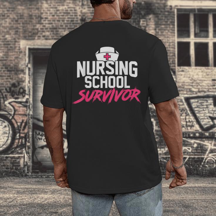 Nursing School Survivor Shirt Graduation Party Tee Men's Back Print T-Shirt