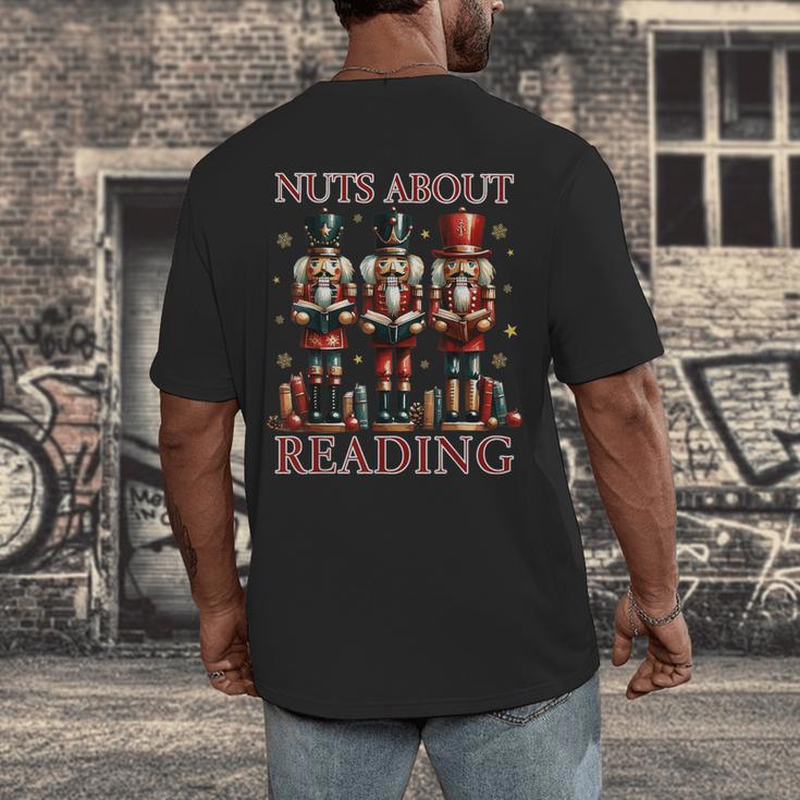 Nuts About Reading Nutcracker Reading Book Lover Christmas Men's Back Print T-Shirt