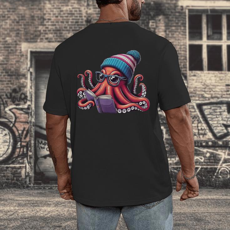 Octopus Reading Book Kraken Book Lover Men's Back Print T-Shirt
