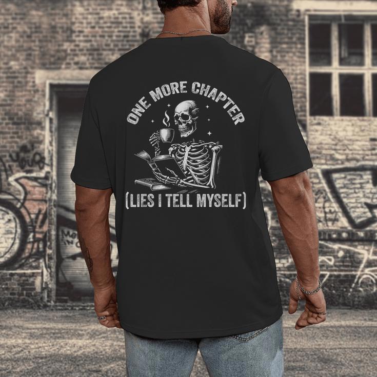 One More Chapter Skeleton Reading Book Lover Bookworm Men's Back Print T-Shirt