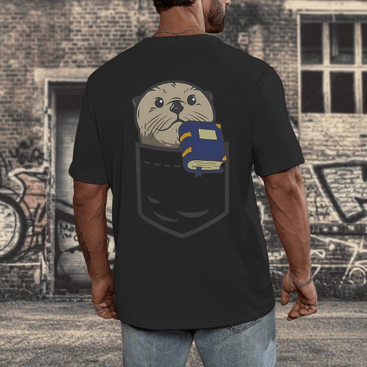 Otter Cute Read Reading Book Librarian Across America Kids Men's Back Print T-Shirt