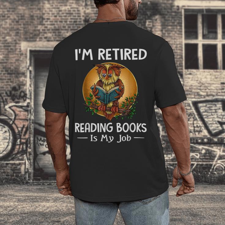 Owl I'm Retired Reading Books Is My Job Men's Back Print T-Shirt
