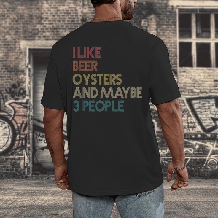 Oysters And Beer Lovers Introvert Quote Vintage Retro Men's Back Print T-Shirt