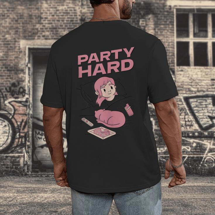 Party Hard Comfortable Stay At Home Introvert Men's Back Print T-Shirt Party Hard Comfortable Stay At Home Introvert Men's Back Print T-Shirt