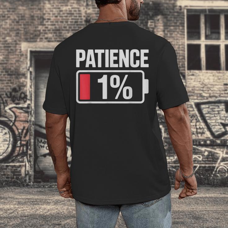 Patience 1 Battery Low Mood Tired Introvert Humor Men's Back Print T-Shirt