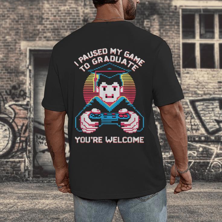 I Paused My Game To Graduate 2024 Gamer Graduation Men's Back Print T-Shirt