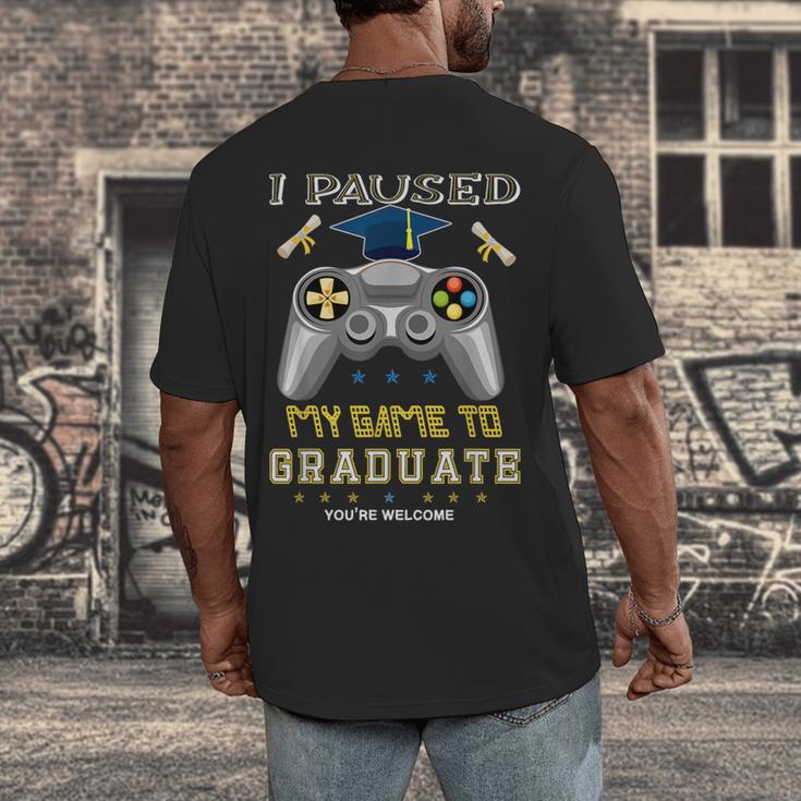 I Paused My Game To Graduate Class Of 2023 Gamer Graduation Men's Back Print T-Shirt