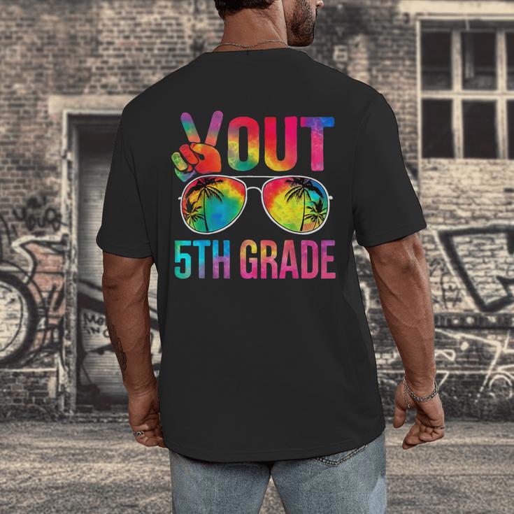 Peace Out 5th Grade Tie Dye Graduation Last Day Of School Men's Back Print T-Shirt