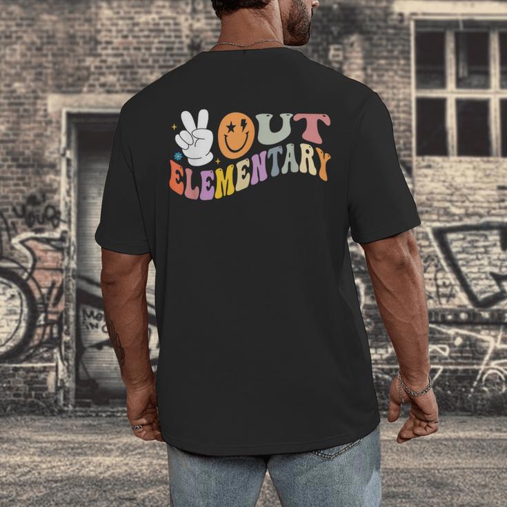 Peace Out Elementary Graduation Graduate Class Of 2025 Men's Back Print T-Shirt