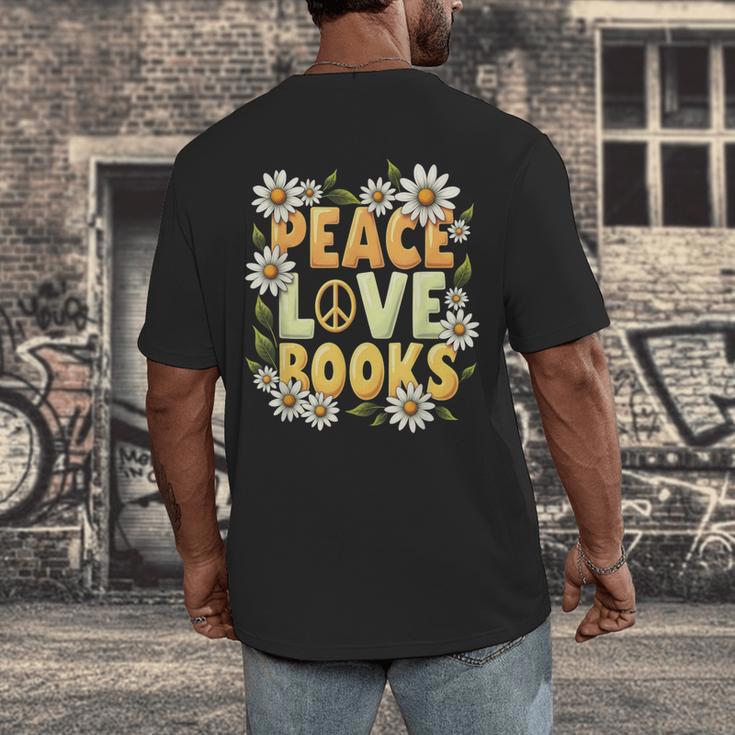 Peace Love Books Librarian Teacher Life Book Library Men's Back Print T-Shirt