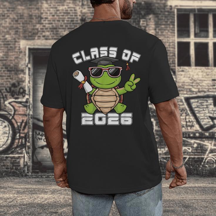 Peace Sign Hand Turtle Class Of 2026 Graduation Men's Back Print T-Shirt