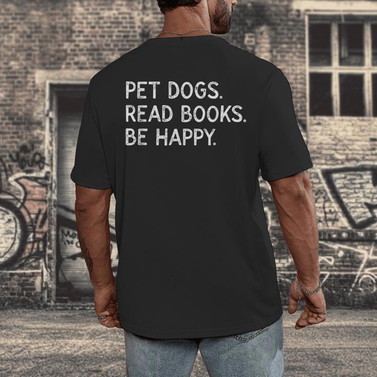 Pet Dogs Read Books Be Happy Men's Back Print T-Shirt