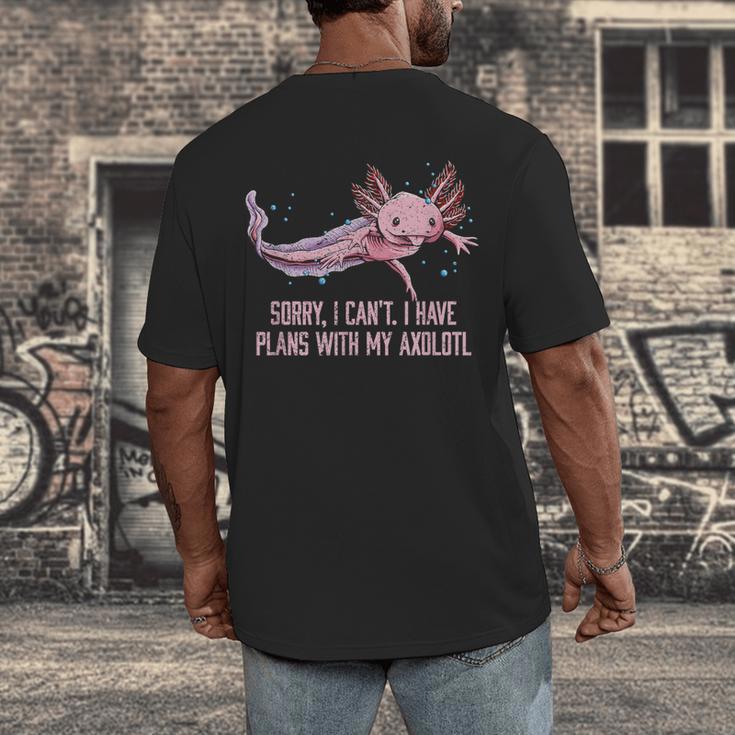 I Have Plans With My Axolotl Salamander Introvert Men's Back Print T-Shirt I Have Plans With My Axolotl Salamander Introvert Men's Back Print T-Shirt