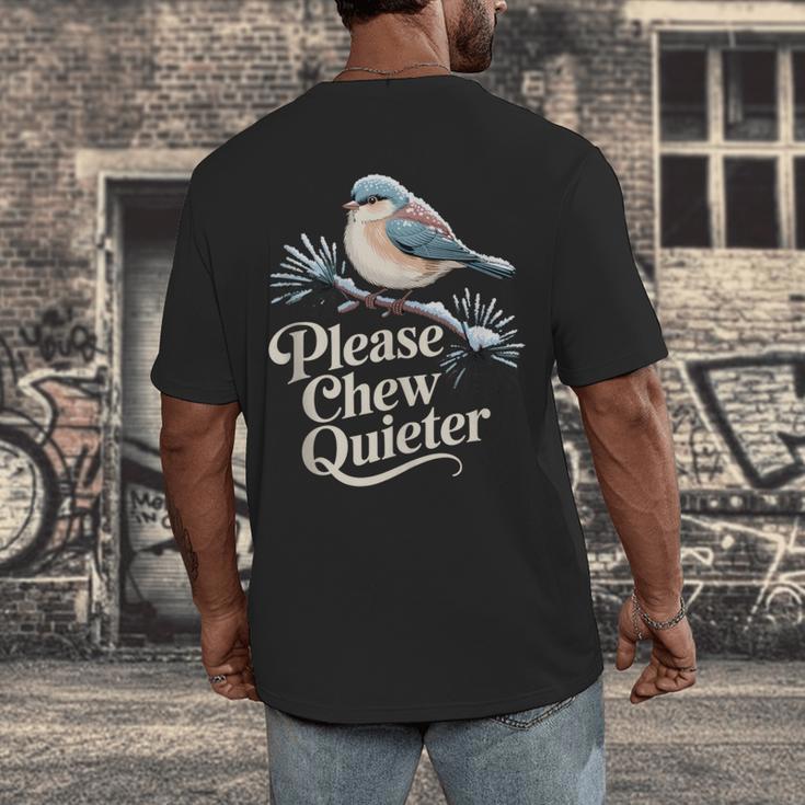 Please Chew Quieter Introvert Christmas Bird Lover Men's Back Print T-Shirt