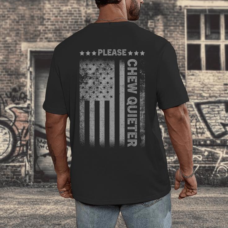 Please Chew Quieter Introvert USA Flag Vintage Men's Back Print T-Shirt Please Chew Quieter Introvert USA Flag Vintage Men's Back Print T-Shirt