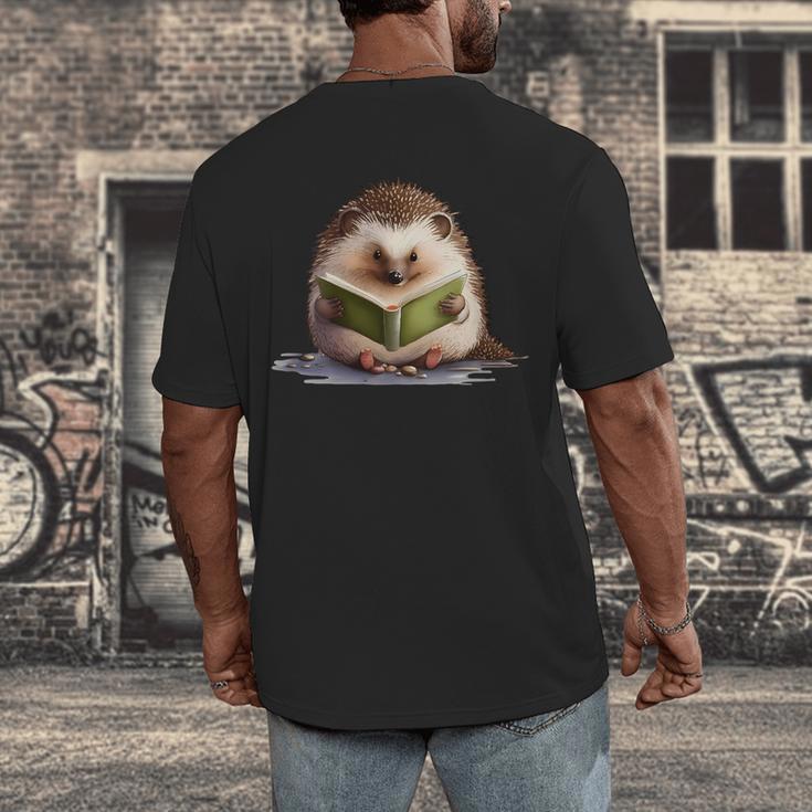 Porcupine Reading Book Hedgehog Book Lover Men's Back Print T-Shirt