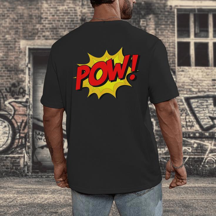 POW -Adults Kids Comic Book Cartoon Pop Art Novelty Sarcastic Men's Back Print T-Shirt
