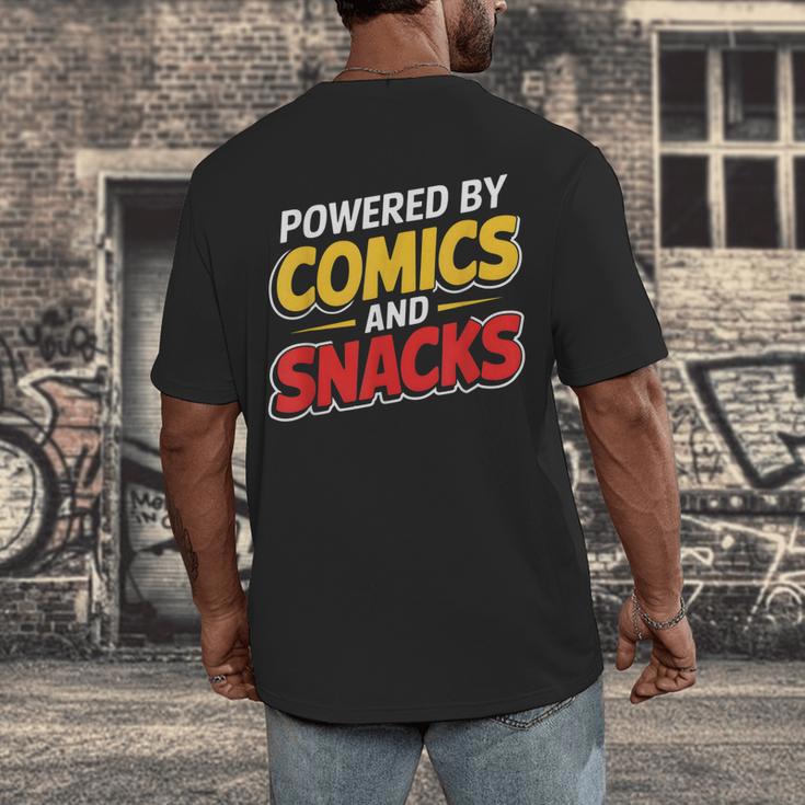 Powered By Comics And Snacks Comic Book Lover Men's Back Print T-Shirt