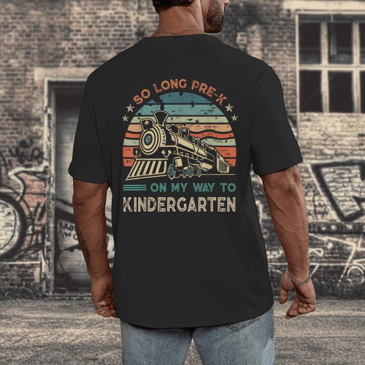Pre-k Graduation To Kindergarten Retro Vintage Train Kids Men's Back Print T-Shirt