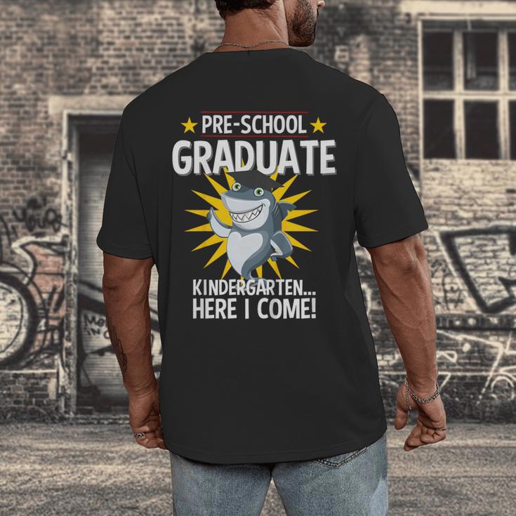 Pre K Graduation Shirts Shark Grad Toddler Men's Back Print T-Shirt