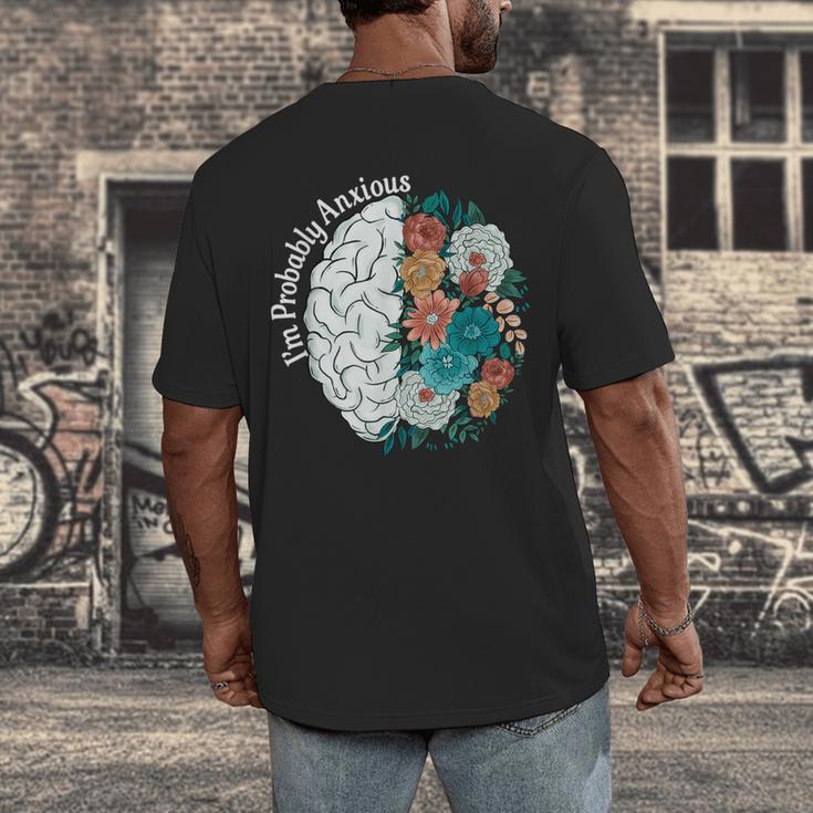 Probably Anxious Mental Health Quote Introverts People Men's Back Print T-Shirt Probably Anxious Mental Health Quote Introverts People Men's Back Print T-Shirt