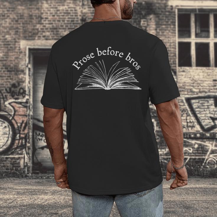 Prose Before Bros Book Lover Literary Reading Men's Back Print T-Shirt
