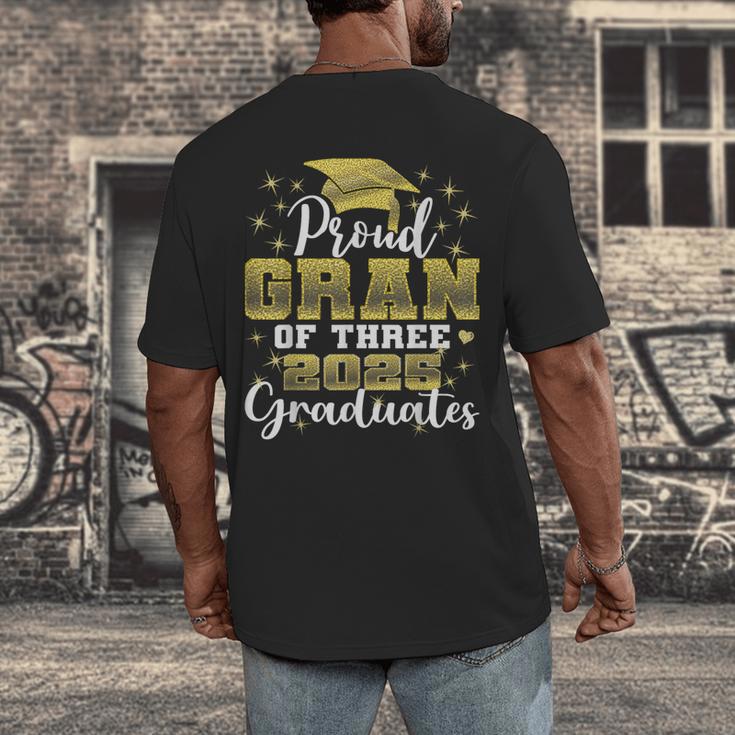 Proud Gran Of Three 2025 Graduates Graduation Family Men's Back Print T-Shirt