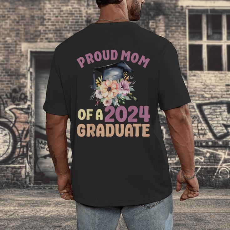 Proud Mom Of a 2024 Graduate Floral Flower Family Graduation Men's Back Print T-Shirt