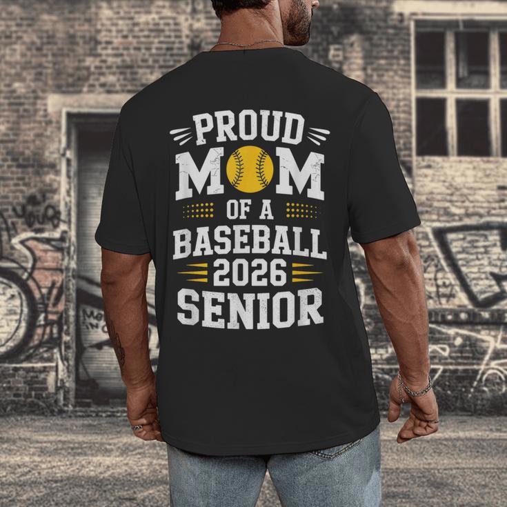 Proud Mom Of Baseball Senior 2026 Graduation Men's Back Print T-Shirt