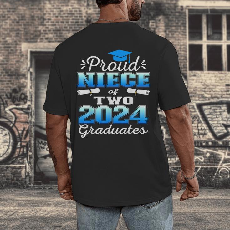 Proud Niece Of Two 2024 Graduate Class 2024 Graduation Men's Back Print T-Shirt