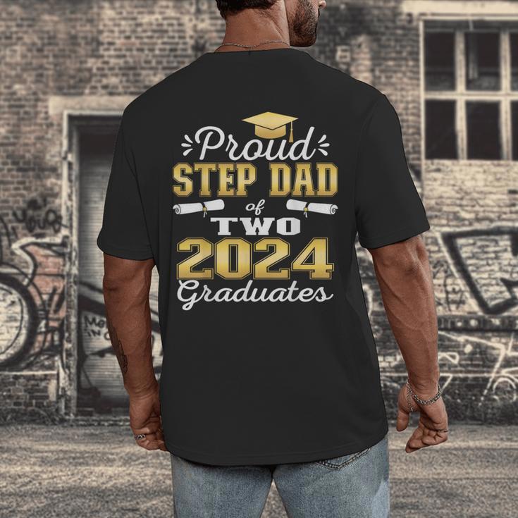 Proud Step Dad Of Two 2024 Graduate Class 2024 Graduation Men's Back Print T-Shirt