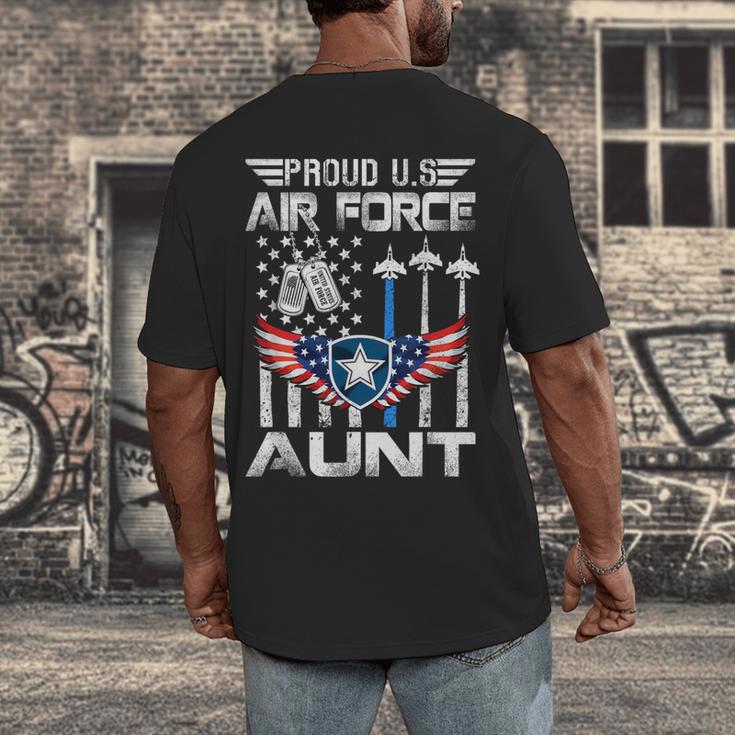 Proud US Air Force Aunt Flag Air Force Graduation Aunt Tee Men's Back Print T-Shirt