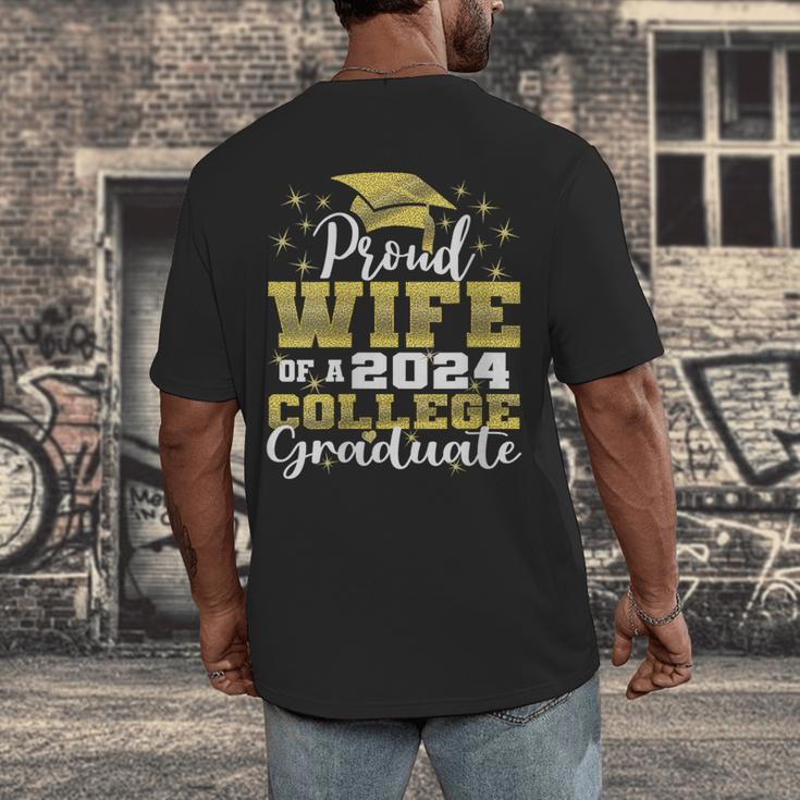 Proud Wife Of 2024 College Graduate Family 24 Graduation Men's Back Print T-Shirt