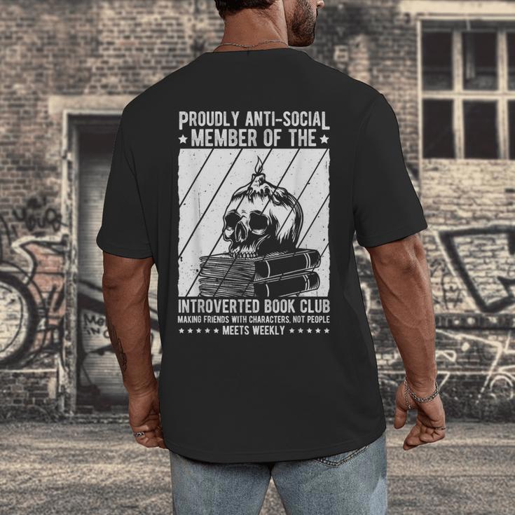 PROUDLY ANTI-SOCIAL MEMBER OF THE Introverted Book Club Men's Back Print T-Shirt PROUDLY ANTI-SOCIAL MEMBER OF THE Introverted Book Club Men's Back Print T-Shirt