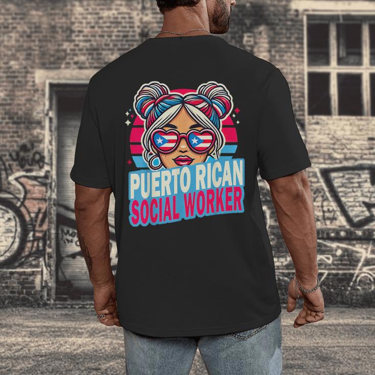 Puerto Rican Latina Social Worker MSW Masters Graduation Men's Back Print T-Shirt