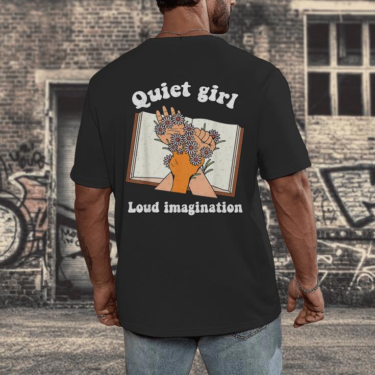 Quiet Girl Loud Imagination Book Lover Bookworm Reader Men's Back Print T-Shirt
