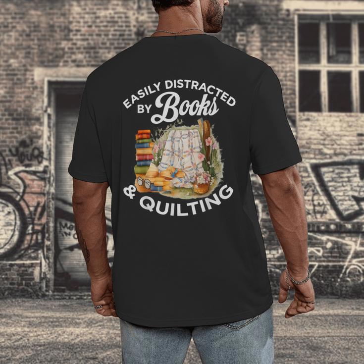 Quilting Sewing Machine Quilter Easily Distracted By Book Men's Back Print T-Shirt