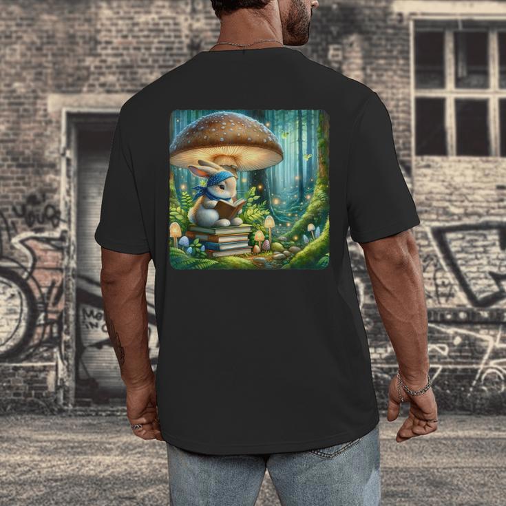 Rabbit Reading Book Under Large Mushroom Easter Bandana Men's Back Print T-Shirt