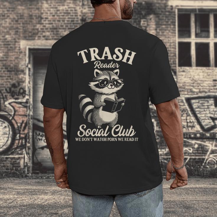 Raccoon Bookworm Readers Library Smut Reader Spicy Book Romance Rash Reader Social Club Men's Back Print T-Shirt