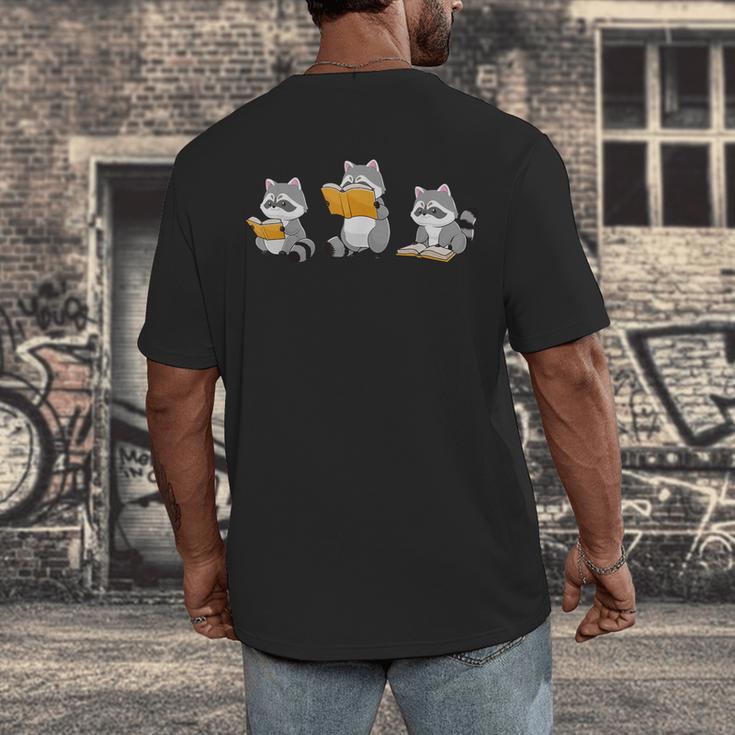 Raccoons Reading Books Raccoon Bookish Bookworm Raccoon Book Men's Back Print T-Shirt
