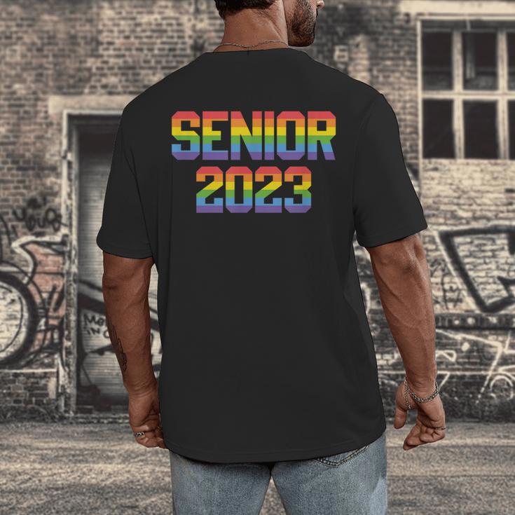 Rainbow LGBT Pride Senior 2023 Graduation Men's Back Print T-Shirt