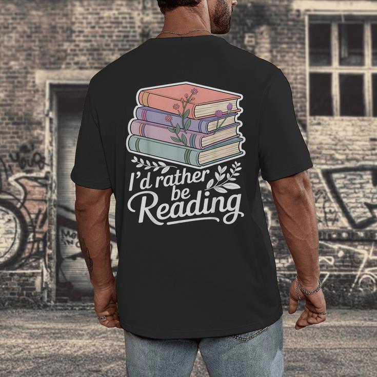 Rather Be Reading Book Lover Stack Men's Back Print T-Shirt