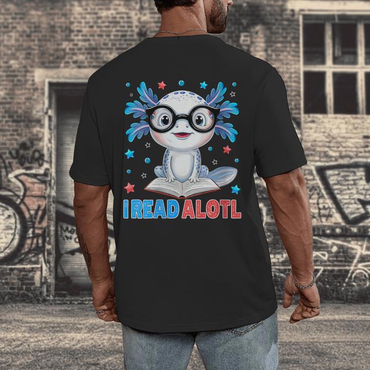 I Read Alotl Cute Axolotl Reading Book Lover Men's Back Print T-Shirt I Read Alotl Cute Axolotl Reading Book Lover Men's Back Print T-Shirt