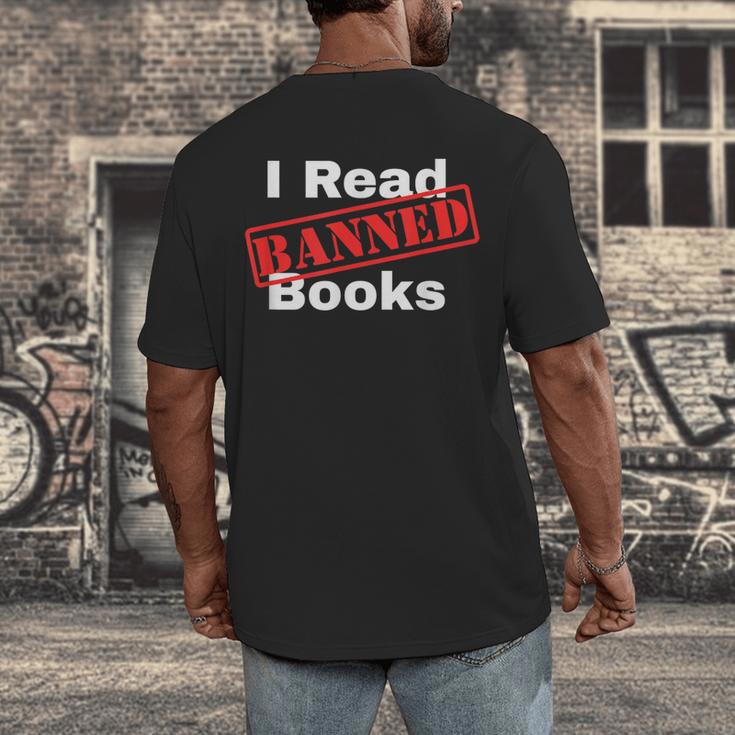I Read Banned Books Censored Red Stamp Reading Librarian Men's Back Print T-Shirt