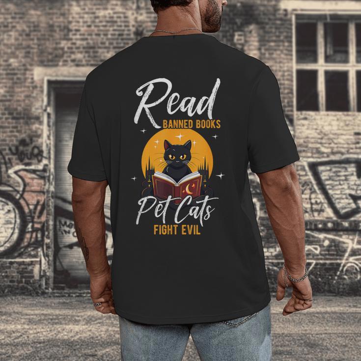 Read Banned Books Pet Cats Fight Evil Read Banned Reader Men's Back Print T-Shirt